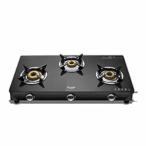 Preethi Valentino Glass top 3 Burner Gas Stove, Manual Ignition, Black (ISI Approved with Life Time Warranty on Glass & Burner)-ItsBen LifeStyle