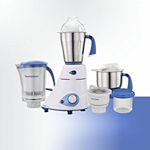 Preethi Blue Leaf Platinum MG 139 mixer grinder, 750 watt, White, 4 jars - Super Extractor juicer Jar & Storage Air-Tight Container, FBT motor with 5yr Warranty & Lifelong Free Service, Standard-ItsBen LifeStyle