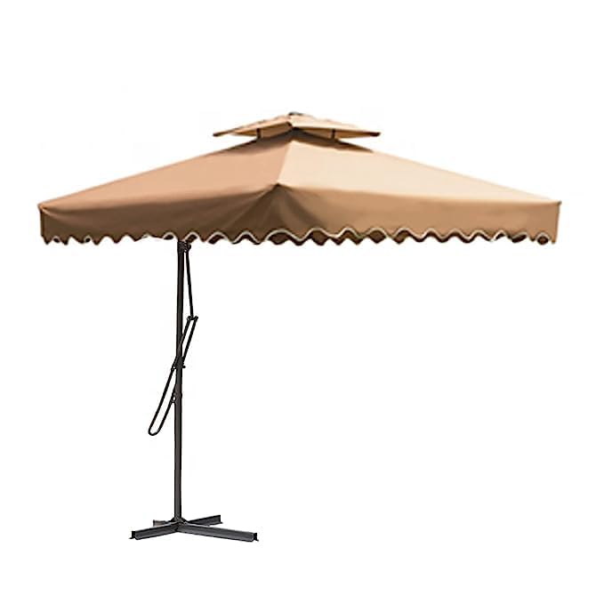 BEYOND SKY Luxury Side Pole Square Shape Outdoor Umbrella (10ft-Beige) With 15kgs Stand Patio Holder Umbrella-Outdoor/Cantilever/Garden/Balcony