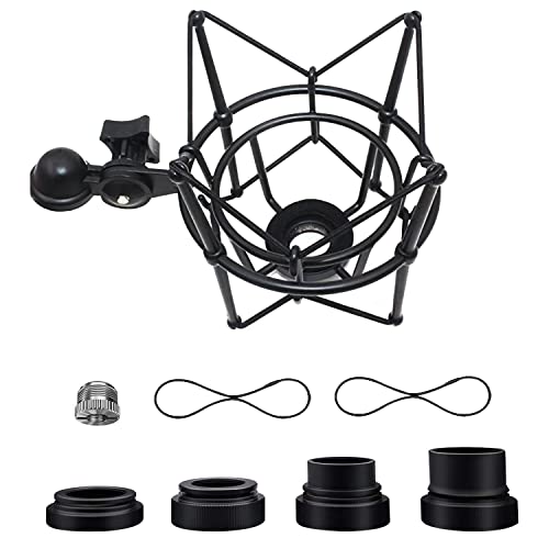 Audio Array AA-04 Metal Spider Shock Mount for Condenser Microphone | Anti Vibration, Suspension, Isolation | 4 Size Bottom Screws & Extra Replacement Elastic Bands | Recommended For Rode, Samson, etc