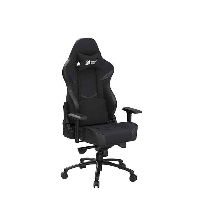 Green Soul® Monster Ultimate Series T | Multi-Functional Ergonomic Gaming & Office Chair| Premium Spandex & PU Leather Fabric | Adjustable Neck, Lumbar Pillow | 4D Adjustable Armrests (Full Black)