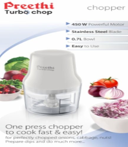 Preethi CH 601 450-Watt Chopper , White-ItsBen LifeStyle