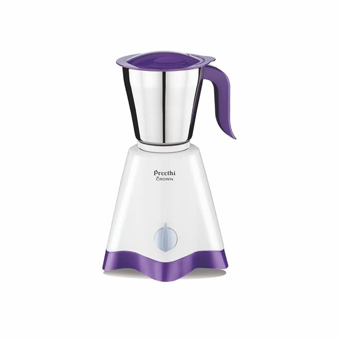 Preethi Crown MG-205 Mixer Grinder, 500 watt, White/Purple, 3 Jars with 5 yr Motor Warranty & Lifelong Free Service, Stainless Steel-ItsBen LifeStyle