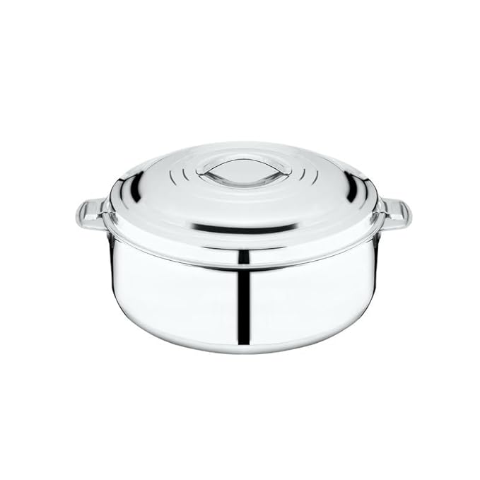 Thangam Stainless Steel Double Walled Hot Pot with Steel Lid Twist Lock- 5000ml | Silver | for Hot Dishes, Rice, Gravy, Hot Box (5 Litre)-ItsBen LifeStyle