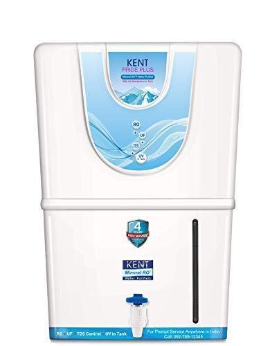 KENT Pride Plus RO Water Purifier | 4 Years Free Service | ISI Marked | Multiple Purification Process | RO + UF + TDS Control + UV LED Tank | 8L Tank | 15 LPH Flow | White-ItsBen LifeStyle