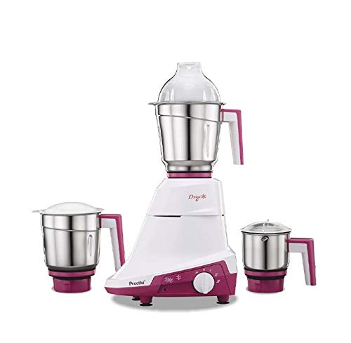 Preethi Daisy MG 201 750 W Mixer Grinder (3 Jars, White, Pink)