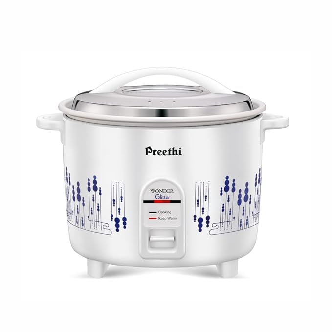 Preethi Glitter Electric Cooker, 1.8 Liters with Single Pan – White & Blue, (RC323)-ItsBen LifeStyle