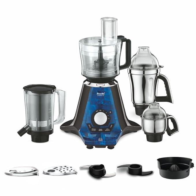 Preethi Zodiac 2.0 Mg-255 Mixer Grinder, 1000 Watt, Black/Blue, 4 Jars - Super Extractor Juicer Jar & Master Chef Food Processor Jar, 2Yr Guarantee & Lifelong Free Service-ItsBen LifeStyle