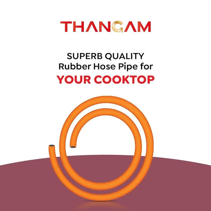 Thangam 1.5M LPG Rubber Hose Pipe with Reinforced Steel Wire for Gas Stove, ISI Certified (Orange)-ItsBen LifeStyle