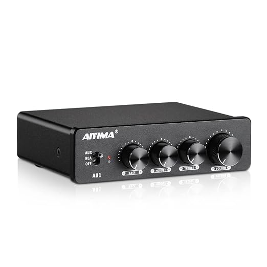 AIYIMA Metal A01 Tpa3116 Power Amplifier 2.0/2.1 Ch Stereo Hi-Fi Amplifier Class D Integrated Amp for Home Speaker 100W Mini Amplificador with Bass Alto Treble Control