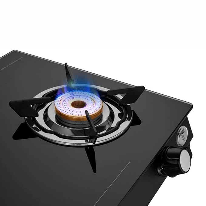 Preethi Bluflame Sparkle Power Duo 3 Burner Glass top Gas Stove with Power Burner and Swirl flame technology, saves gas and cooks faster, Manual Ignition, Black-ItsBen LifeStyle