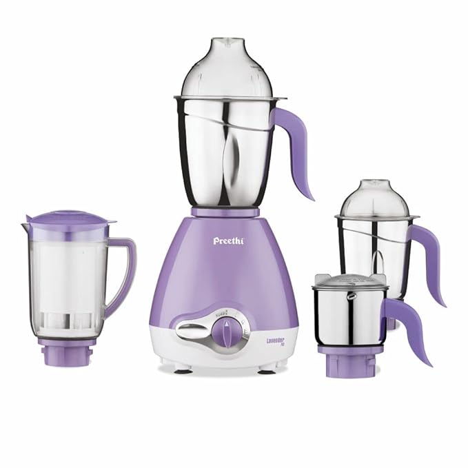 Preethi Lavender Pro MG 185 600 Mixer Grinder (4 Jars, Blue)