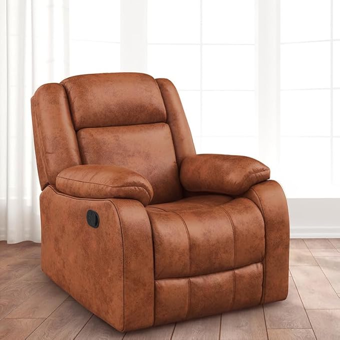 duroflex Avalon Single Seater Manual Recliner, Suede Fabric, Contemporary Look & Design, Color - Desert Orange