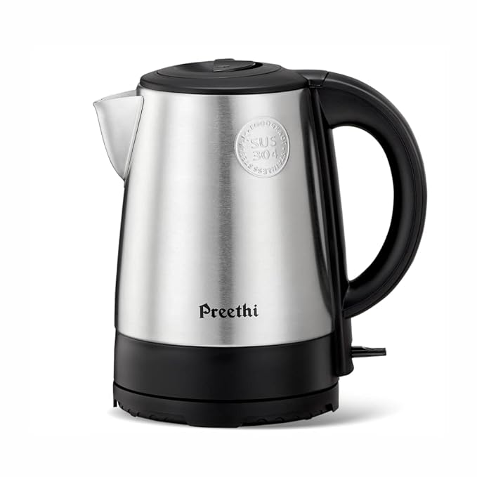 Preethi Armour Insta 1.8 Litre Electric Kettle with Stainless Steel Body, 1500 Watt, Steel & Black, Standard, (EK712)-ItsBen LifeStyle