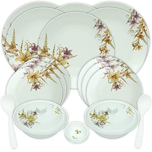 THANGAM Melamine Standard Set With Serving Dish - 24 Pieces, Off-white-ItsBen LifeStyle