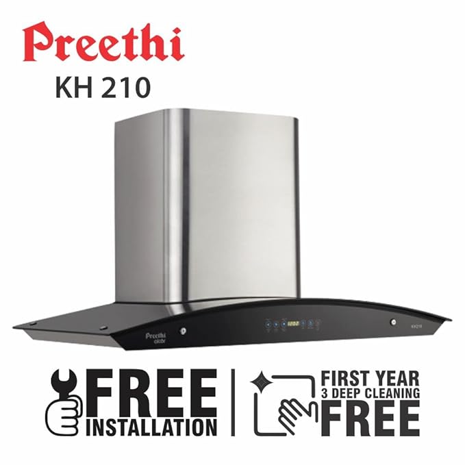 Preethi Alcor KH 210 with free installation, 90cm, 3 Speed Chimney with 1200 m3/hr Suction, 180 W, 2x Baffle Filter-ItsBen LifeStyle