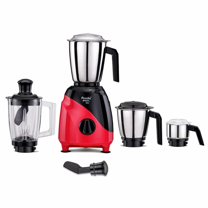 Preethi Peppy Plus MG-246 Mixer Grinder, 750 watt, Red-Black, 4 Jars - Super Food Jar with Texture Builder & 3D Airflow Technology, Vega W5 Motor with 5yr Warranty-ItsBen LifeStyle