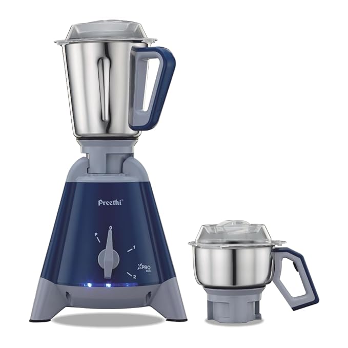 Preethi Xpro Duo MG-198 1300 W Commercial Mixer Grinder with 2 Jars ( 0.75L Chutney Jar + 2L Wet Grinding, Stainless steel), Tripad Metal Motor Stand, Blue-ItsBen LifeStyle