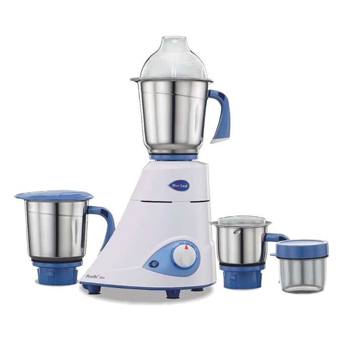 Preethi Blue Leaf Silver, MG-149, 600 Watt, 4 Jars, Grind & Store Jar