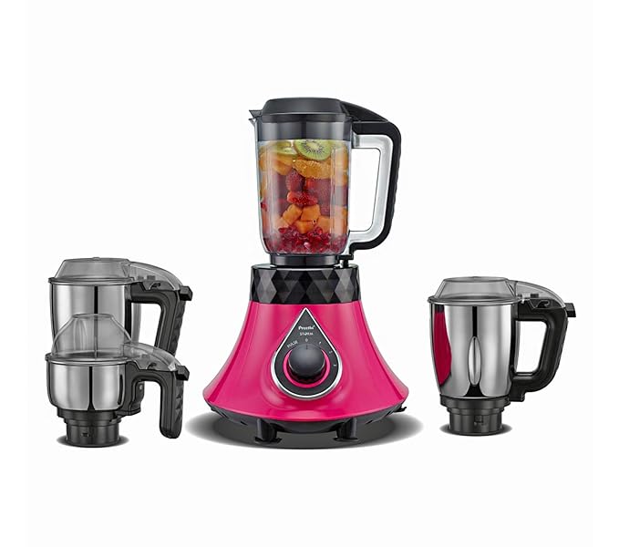 Preethi Storm Mixer Grinder 750 Watt with 4 Jars, 5 Yr Warranty, Handsfree (Pink)