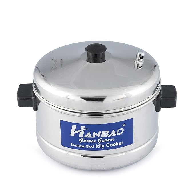 HANBAO Stainless Steel Idly Cooker, 4 Plates Plus 1 Mini idly Plate, Garma Garam-ItsBen LifeStyle