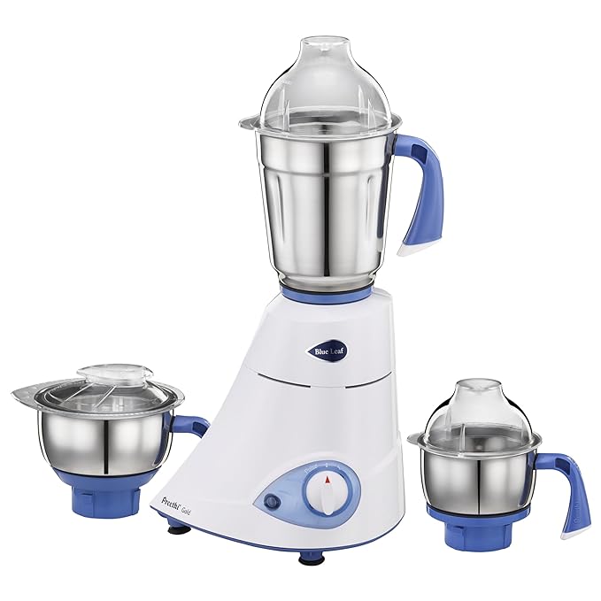 Preethi Blue Leaf Gold, MG-150, 750 Watt, 3 Jars, 5 year motor warranty, 2 years product guarantee (White)