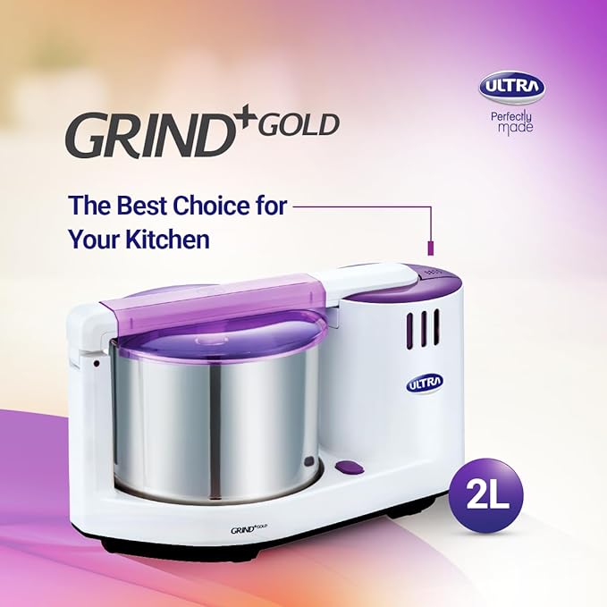 Ultra Grind+ Gold Table Top Wet Grinder, 2L (White/ Purple)-ItsBen LifeStyle