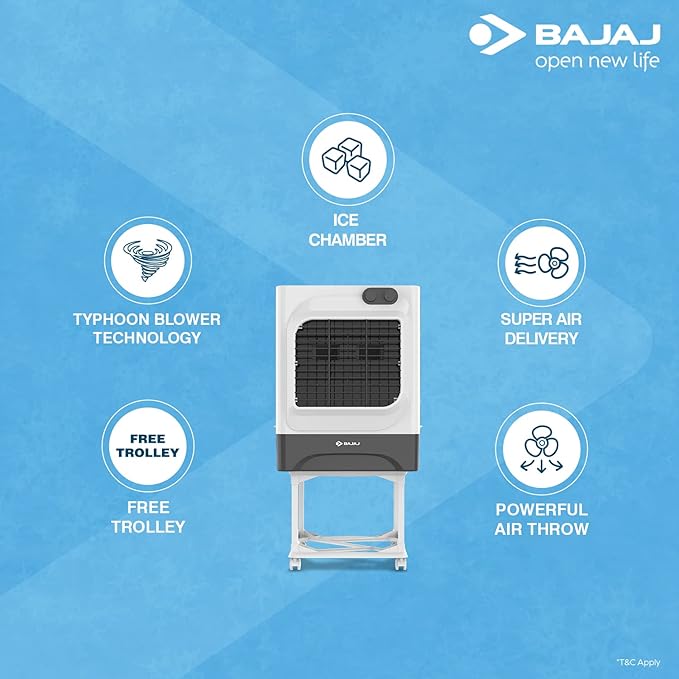 BAJAJ MDB60 DESSERT AIR COOLER,60L, WITH TYPHOON BLOWER TECHNOLOGY, 70 FEET POWERFUL AIR THROW-ItsBen LifeStyle