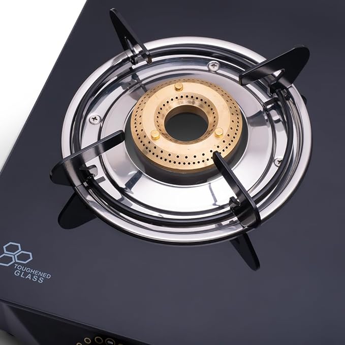 Thangam Premium Black Manual Ignition LPG Gas Stove - Burner Toughened Glass Cooktop with Brass Burners - Efficient Cooking - Modern Design - (Black) (3 Burner)-ItsBen LifeStyle