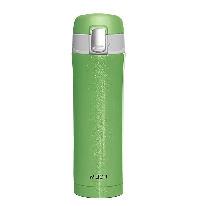 MILTON Dazzle 400 Stainless Steel Sporty Water Bottle, 400ml/7.2mm, Green