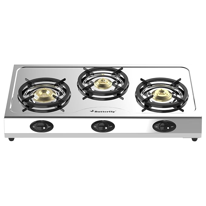 Butterfly Bolt Shakti 3B Stainless Steel Lpg Gas Stove | Saves 1 Gas Cylinder | India’s First BEE 2 Star Rated Gas Stove | Jumbo Burner | High Thermal Efficiency