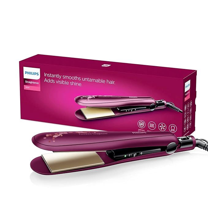 Philips BHS738/00 Kerashine Titanium Wide Plate Straightener with SilkProtect Technology. Straighten with Instant Shine. Suitable for Dense Thick Hair