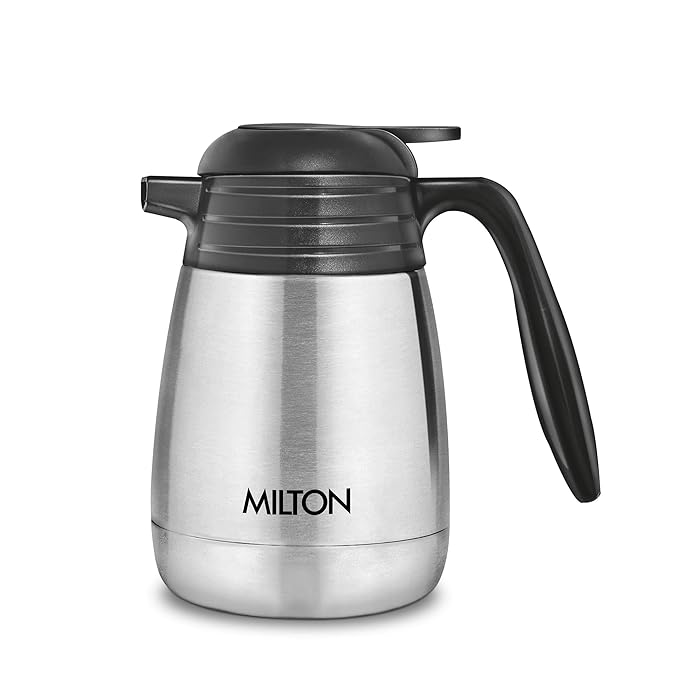 Milton Classic 600 Thermosteel 24 Hours Hot or Cold Carafe, 600 ml, Silver | Double Walled | Rust Proof | Food Grade | Easy to Carry | Tea, Coffee, Juice