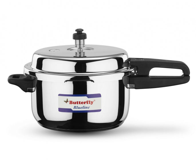 Butterfly BL-5L Blue Line Stainless Steel Outer Lid Pressure Cooker, 5-Liter