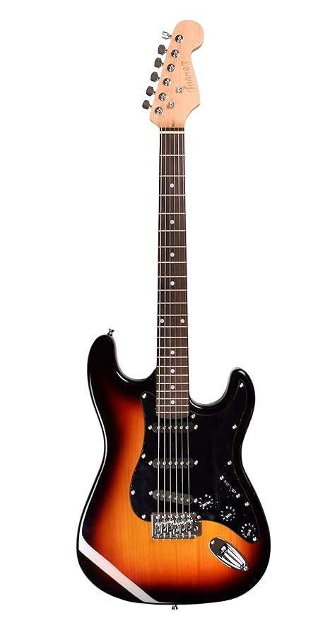 JUAREZ JRZ-ST01, 6 Strings Linden Wood Electric Guitar, Right Handed with Bag/Case, 2 x Picks (3TS Sunburst)