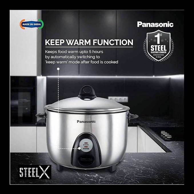 Panasonic SR-G18 (SUS) Stainless Steel Automatic Electric Rice Cooker (1.8 L, Silver)-ItsBen LifeStyle