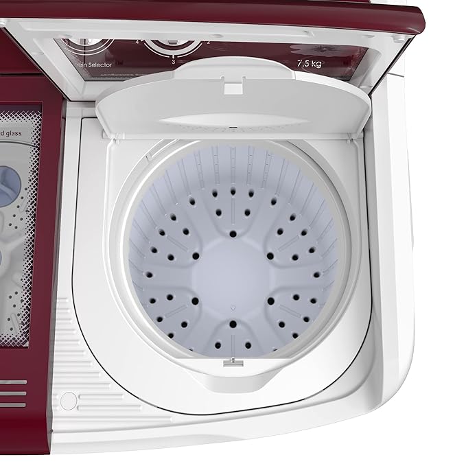 Godrej Edge 7.5 Kg 5 star Semi-Automatic Top Loading Washing Machine Appliance (WS EDGE 75 5.0 TB3 M WNRD, Wine Red, Toughened glass lids)-ItsBen LifeStyle