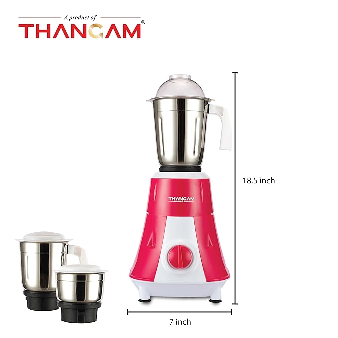 Thangam 550W Watt Mixer Grinder with 3 Stainless Steel Jar Mixer Grinder - Pink-ItsBen LifeStyle