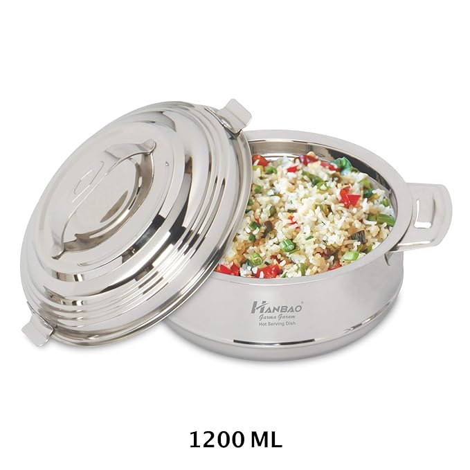 Hanbao 1.2L Insulated Stainless Steel Casserole, Roti Box / Rice serving, 1200ml Serve Casserole  (1200 ml)-ItsBen LifeStyle