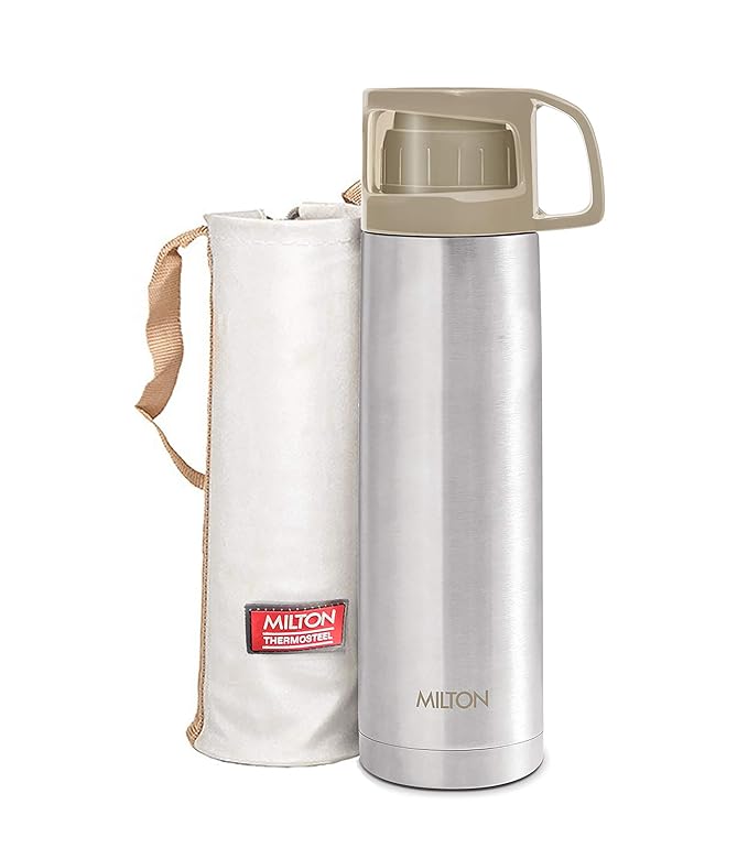 Milton Glassy 350 Thermosteel 24 Hours Hot and Cold Water Bottle with Drinking Cup Lid, 350 ml