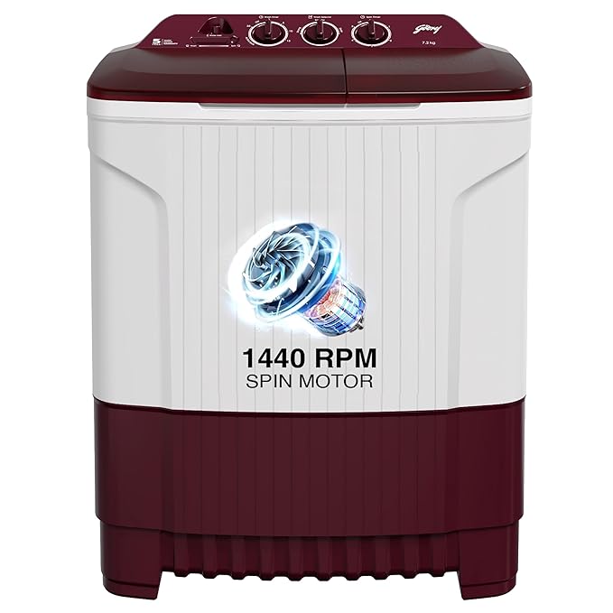 Godrej 7.2 Kg Semi-Automatic Top Load Washing Machine Appliance With Tri-Roto Scrub Pulsator (WS EDGE CLS 7.2 PN2 M WNRD, Wine Red)-ItsBen LifeStyle