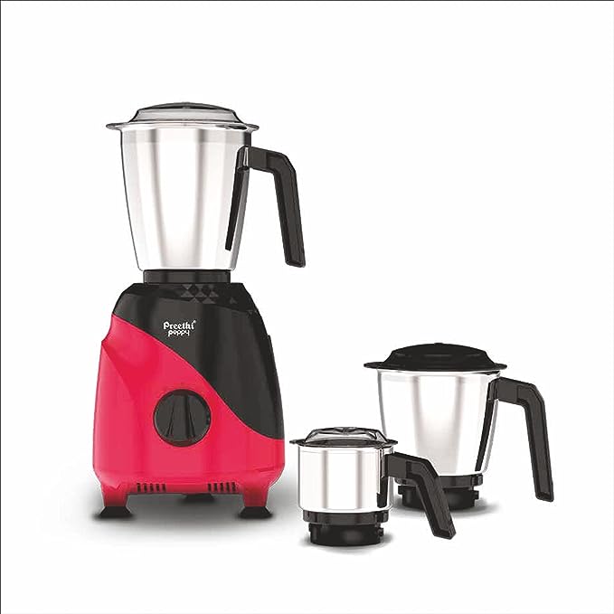 Preethi Peppy MG-245 mixer grinder, 750 watt, Black & Red, 3 jars, Vega W5 Motor with 5yr Warranty & Lifelong Free Service-ItsBen LifeStyle