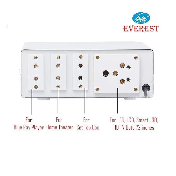 Everest ECC 100 LED New Model Metal Body Voltage Stabilizer used up to 72 Inches LED/Smart TV,Home Theater, Set Top Box, Blu-Ray Player (Working Range : 90 V to 290 V),White-ItsBen LifeStyle