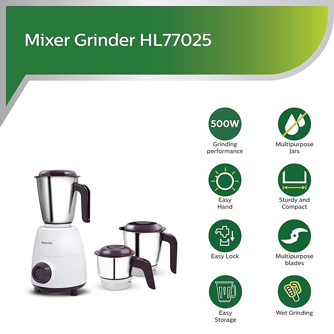 PHILIPS HL7505/00 Daily Collection 500 Mixer Grinder (3 Jars, White)-ItsBen LifeStyle