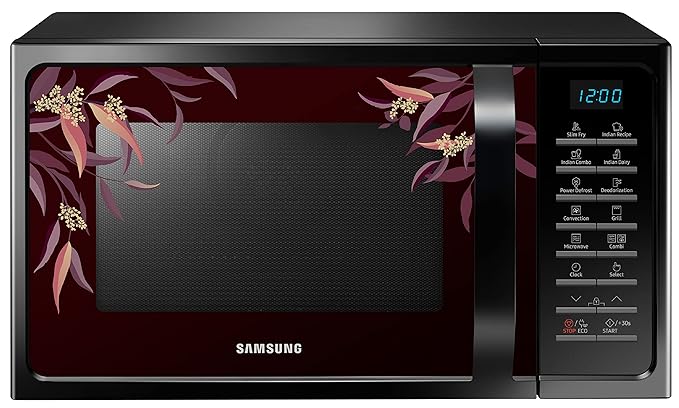 Samsung 28 L Convection Microwave Oven with SlimFry (MC28H5025VR/TL, Black Delight Red Pattern)-ItsBen LifeStyle