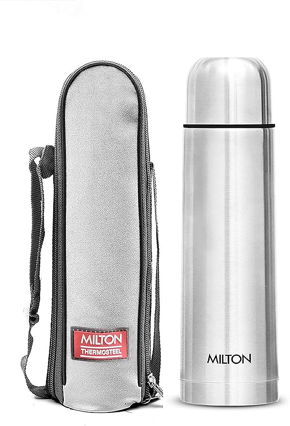 Milton Thermosteel Plain Lid Flask, 1000 milliliters, Silver