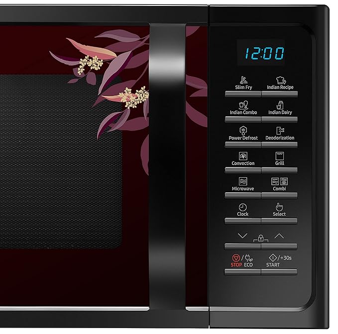 Samsung 28 L Convection Microwave Oven with SlimFry (MC28H5025VR/TL, Black Delight Red Pattern)-ItsBen LifeStyle