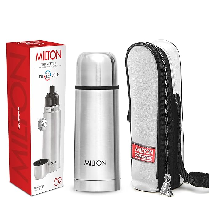 MILTON THERMOSTEEL 350 FLIP LID 350 ml Flask  (Pack of 1, Silver, Steel)