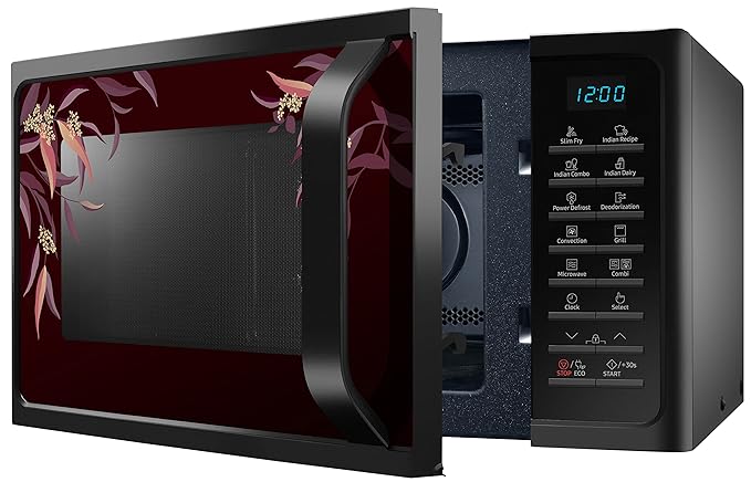 Samsung 28 L Convection Microwave Oven with SlimFry (MC28H5025VR/TL, Black Delight Red Pattern)-ItsBen LifeStyle