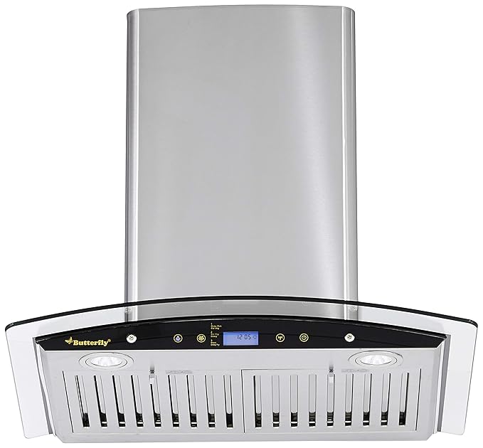 Butterfly 60cm 1200 m3/hr Chimney (Desire, 2 Baffle Filters, Touch Control, Steel/Grey)